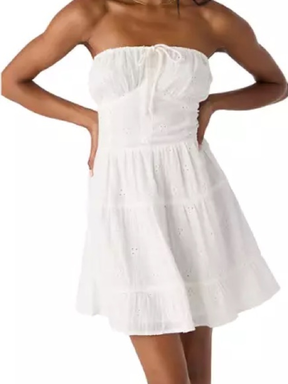 O'Neill White Strapless/halter Eyelet cotton coastal coquette feminine Sundress